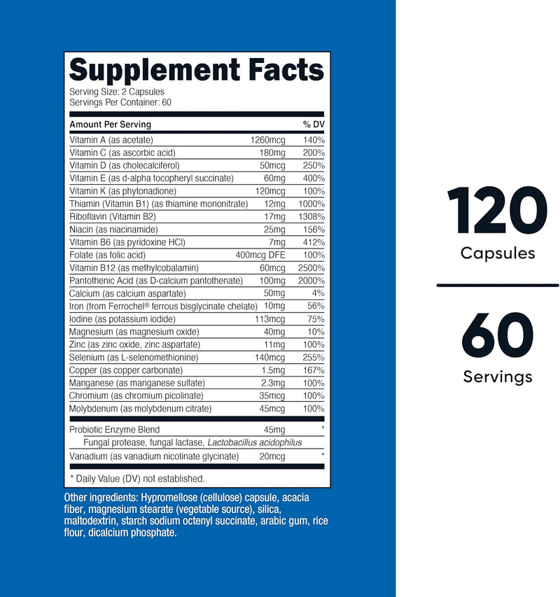 Nutricost Multivitamin with Probiotics 120 Vegetarian Capsules - Packed with Vitamins & Minerals