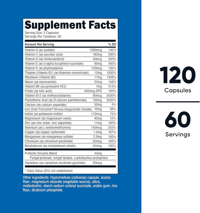 Nutricost Multivitamin with Probiotics 120 Vegetarian Capsules - Packed with Vitamins & Minerals