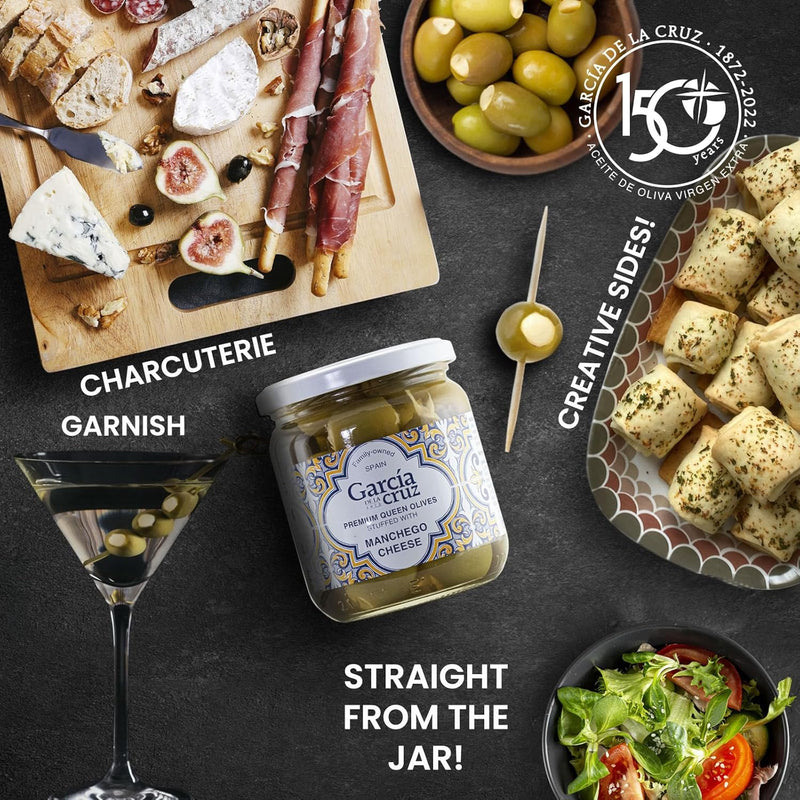 Manchego Cheese Stuffed Olives, Garcia de la Cruz, 14 oz