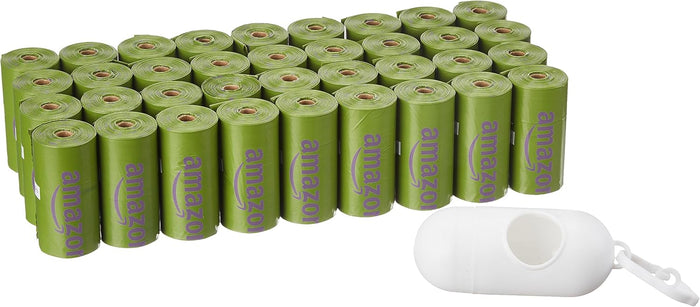 Amazon Basics Dog Poop Bags with Dispenser, 270 Count, Enhanced for Guaranteed Leakproof, Lavender Scented, Includes Leash Clip