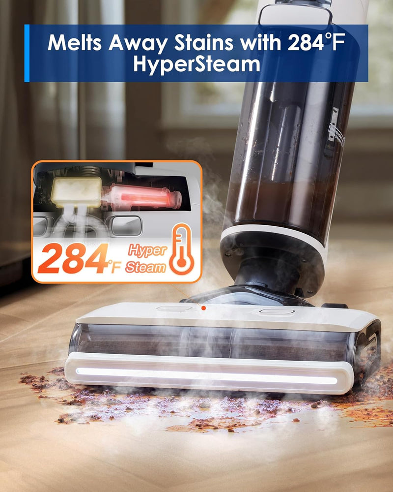 Tineco Floor ONE S7 Steam Cordless Wet Dry Vacuum Steam Mop All-in-One, Floor Washer for Sticky Mess Clean Up on Hard Floors with Digital Display, Self-Cleaning, Edge Cleaning, Safe for Kids & Pets