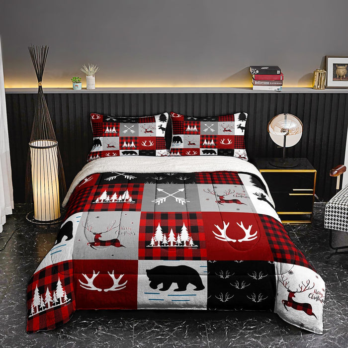 Western Comforter Set Queen Size, Brown Cow Print Faux Leather Patchwork Bedding, Cowboy Ranch Style Quilt, 3 Pcs Bedroom Decor