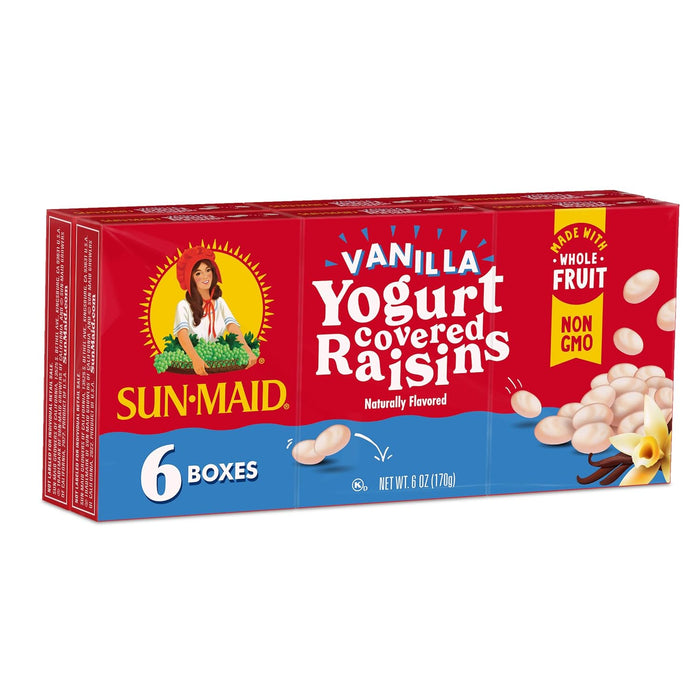 Sun-Maid Vanilla Yogurt Coated Raisins - (80 Pack) 0.5 oz Mini Snack-Size Box - Yogurt Covered Dried Fruit Snack for Lunches and Snacks