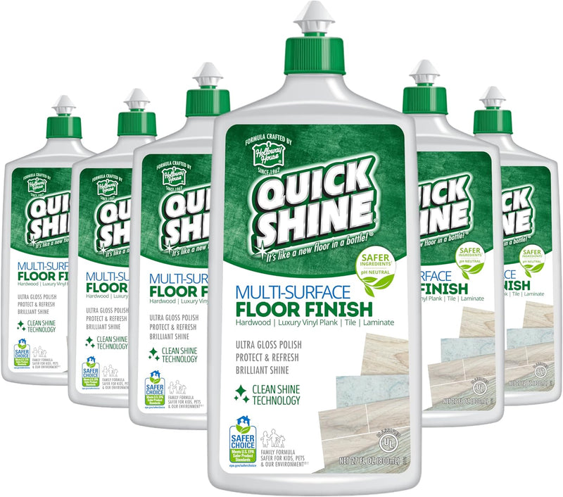 Quick Shine Multi Surface Floor Finish 64oz | Cleaner & Polish to use on Hardwood, Laminate, Luxury Vinyl Plank LVT, Tile & Stone | Safer Choice w/Clean Shine Technology | Shine-Protect-Refresh