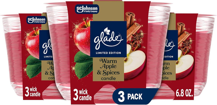 Glade 3-Wick Scented Candle Jar, Balsam & Spruce, Air Freshener Infused with Essential Oils, 6.8 Oz, 3 Count