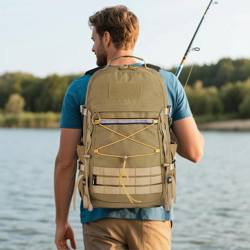 25L Outdoor Tactical Backpack Men's Assault Pack Backpack laptop backpack Waterproof Travel Backpack (Khaki)