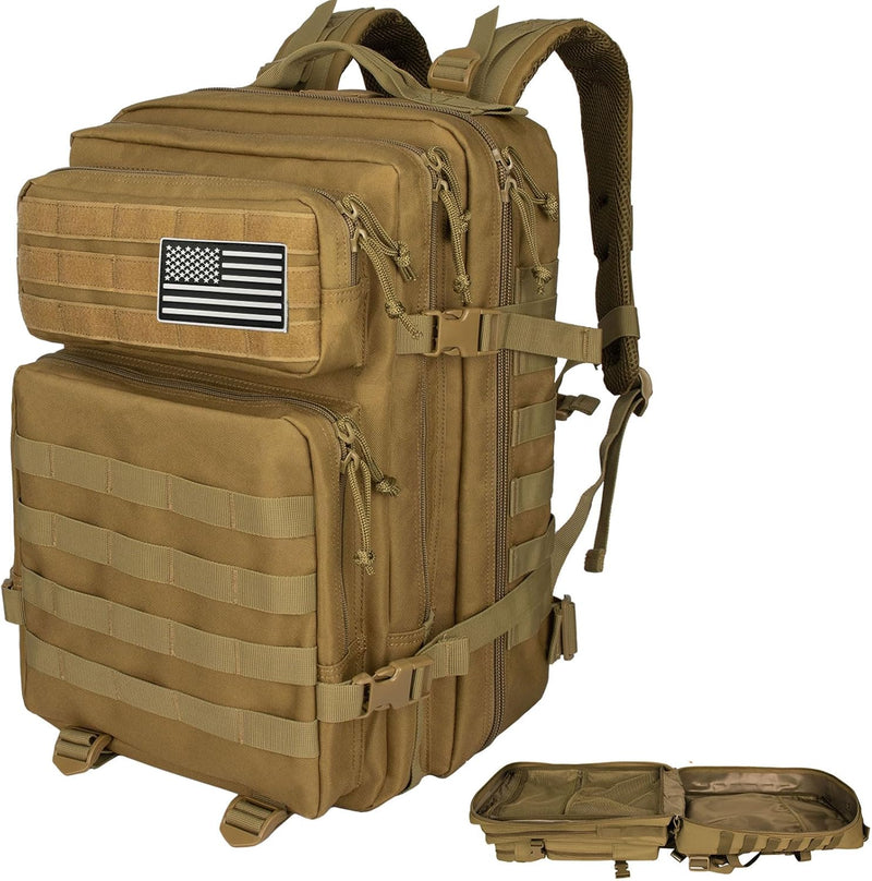 45L Army Tactical Backpack For Men,Large Military Assault Pack 3 Day Bug Out Bag For Women, Molle Daypack Camping Outdoor Mountaineering Backpacks Black Rucksack Survival