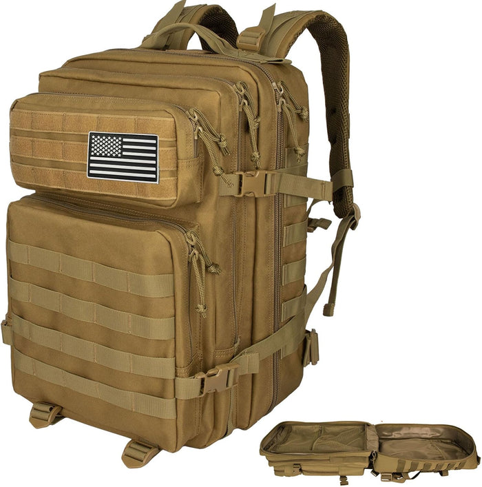 45L Army Tactical Backpack For Men,Large Military Assault Pack 3 Day Bug Out Bag For Women, Molle Daypack Camping Outdoor Mountaineering Backpacks Black Rucksack Survival