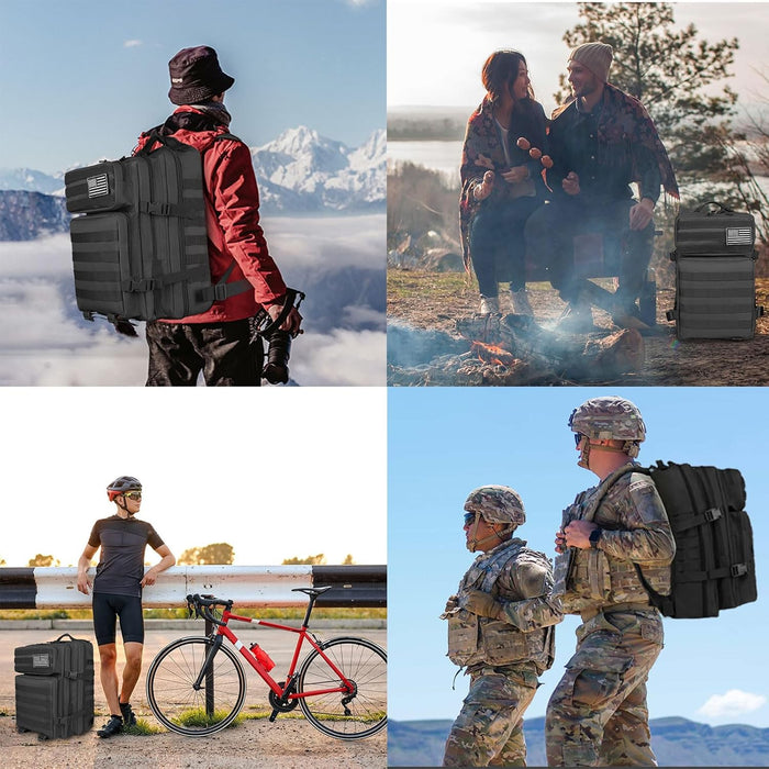 45L Army Tactical Backpack For Men,Large Military Assault Pack 3 Day Bug Out Bag For Women, Molle Daypack Camping Outdoor Mountaineering Backpacks Black Rucksack Survival