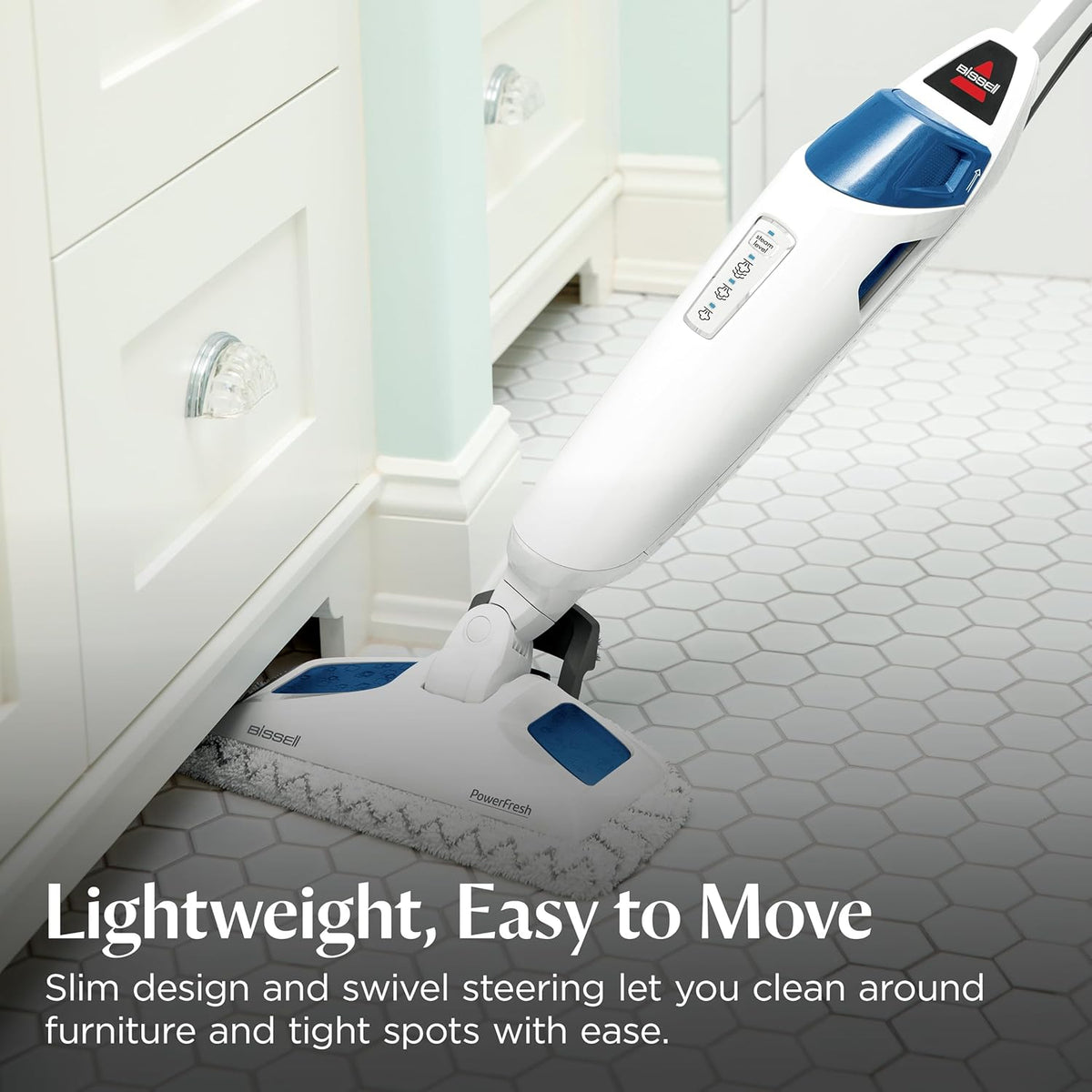 Bissell Power Fresh Steam Mop with Natural Sanitization, Floor Steamer, Tile Cleaner, and Hard Wood Floor Cleaner with Flip-Down Easy Scrubber, 1940A