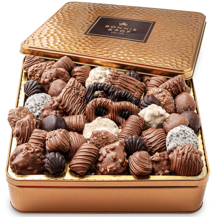 Chocolate Gift Basket, Candy Food Gifts Arrangement Platter, Gourmet Snack Box, Thanksgiving, Christmas, Holiday Present Idea, Corporate Him & Her, Men Women Sympathy Family Parties & Get Well- Bonnie & Pop