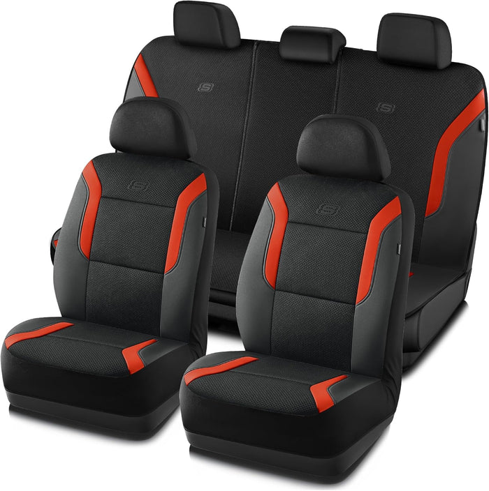 Skechers Men's Memory Foam Seat Covers, Air Cool Mesh Thick Car Seat Covers, Car Seat Covers Front Seats Airbag Compatible, Universal Automotive Comfort for Most Cars, Vans, Trucks, SUV,Black