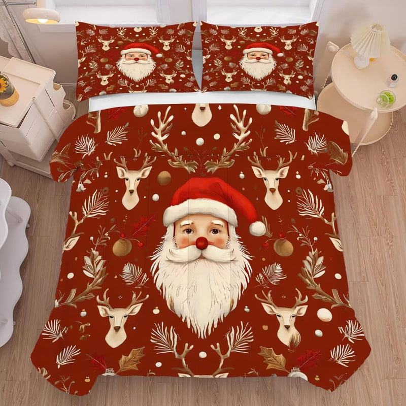 Christmas Comforter Set Twin Size Black and Red Plaid Bedding Sets Xmas Gift Christmas Themed Festival Quilt Set,1 Comforter + 1 Pillow Case