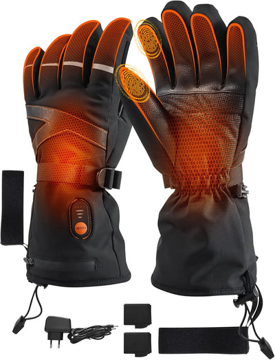 Heated Gloves for Men Women, 7.4V Electric Battery Rechargeable Heated Ski Gloves, Waterproof Touchscreen Heating Gloves for Winter Outdoor Hunting Motorcycle Cycling