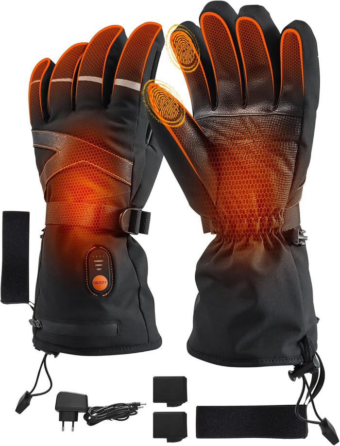 Heated Gloves for Men Women, 7.4V Electric Battery Rechargeable Heated Ski Gloves, Waterproof Touchscreen Heating Gloves for Winter Outdoor Hunting Motorcycle Cycling
