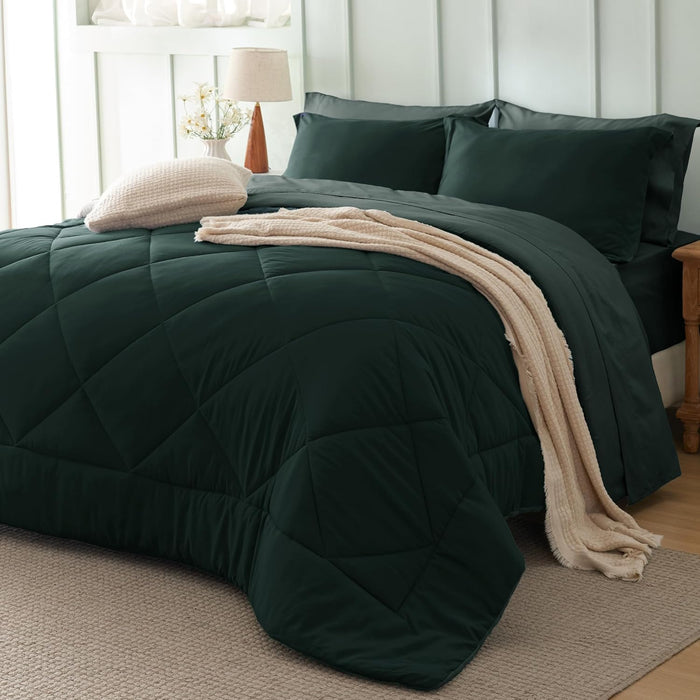 Bedsure Queen Comforter Set - 7 Pieces Reversible Grey Bedding, Queen Size Bed Set for All Seasons, Bed in a Bag with Down Alternative Comforter, Sheets, Pillowcases & Shams