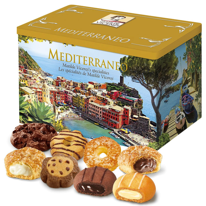 Matilde Vicenzi Roma Cookie Gift Tin - Italian Pastries & Cookies in Individually Wrapped Trays - Gourmet Gifts For Thanksgiving, Holidays, Corporate - Assorted Cookies in Italian Design Tin 32.5oz (920g)