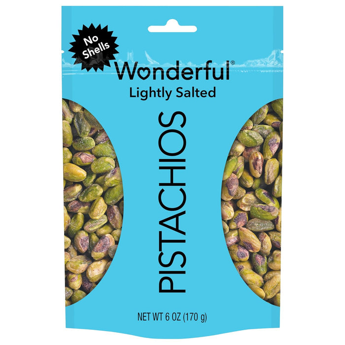 Wonderful Pistachios No Shells, Roasted & Salted Nuts, 6 Ounce Resealable Bag, Protein Snacks, Gluten Free, Healthy Snacks for Adults