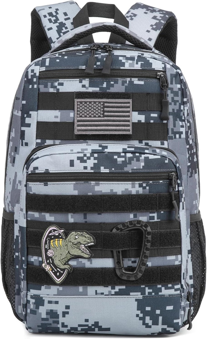 Kids Tactical Backpack Army Molle Bookbag Military Boys Backpack for School, Outdoor, Camping, Black Camo
