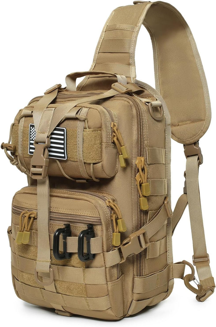 Tactical Sling Bag Backpack Military Rover Shoulder Sling Pack EDC Molle Range Bag Crossbody Chest Pack (Black)