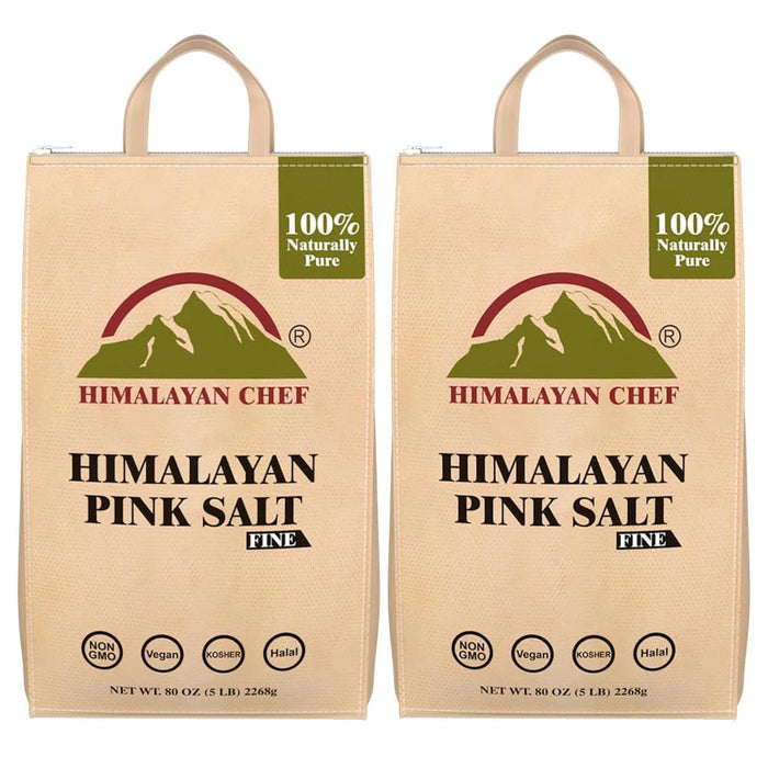 Himalayan Chef Himalayan Pink Salt - 5 lbs Fine Grain Bulk Bag - Kosher and Vegan, 100% Natural and Pure Gourmet Crystal - Contains 84 Minerals