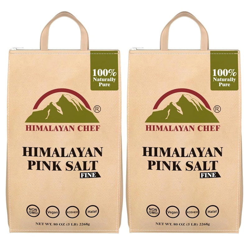 Himalayan Chef Himalayan Pink Salt - 5 lbs Fine Grain Bulk Bag - Kosher and Vegan, 100% Natural and Pure Gourmet Crystal - Contains 84 Minerals