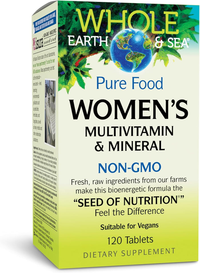 Whole Earth & Sea from Natural Factors, Women's Multivitamin & Mineral, Whole Food Supplement, Vegan, 60 tablets (30 servings)