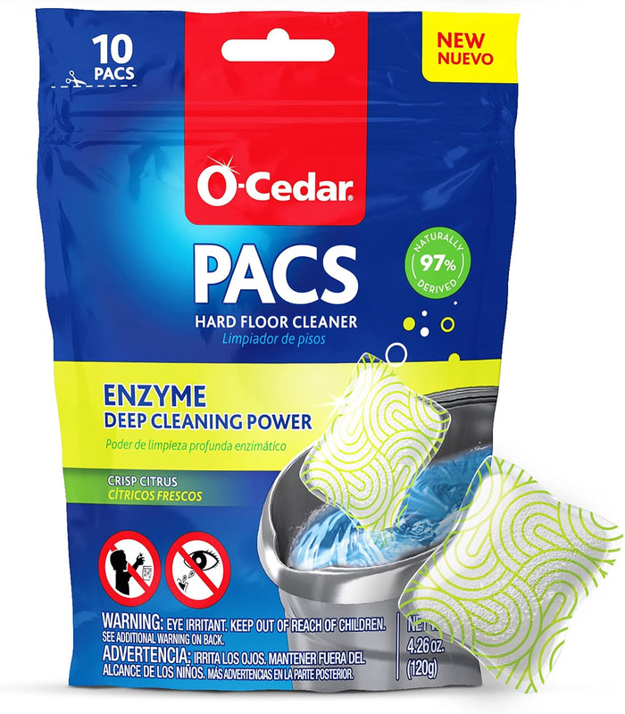 O-Cedar PACS Hard Floor Cleaner, Lavender Scent 10 Count (1-Pack) | Made with Naturally-Derived Ingredients | Safe to Use on All Hard Floors | Perfect for Mop Buckets