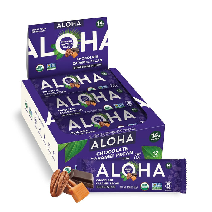 ALOHA Organic Plant Based Protein Bars - Chocolate Coconut Almond, Vegan, Low Sugar, Gluten-Free, Low Carb, Non-GMO, No Stevia, No Erythritol - 12 Count (Pack of 1)