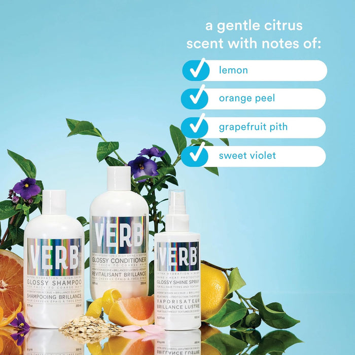 VERB Glossy Shine Spray - Moisturizing Heat Protection Hair Spray - Adds High Shine and Primes for Styling - Vegan, No Parabens or Harmful Sulfates