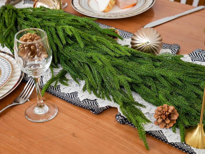 72" Norfolk Pine Garland Real Touch Christmas Garland Faux Cedar Garland Christmas Greenery for Mantle Stairs Table Fireplace Wall Xmas Indoor Outdoor Christmas Decor Holiday Decorations