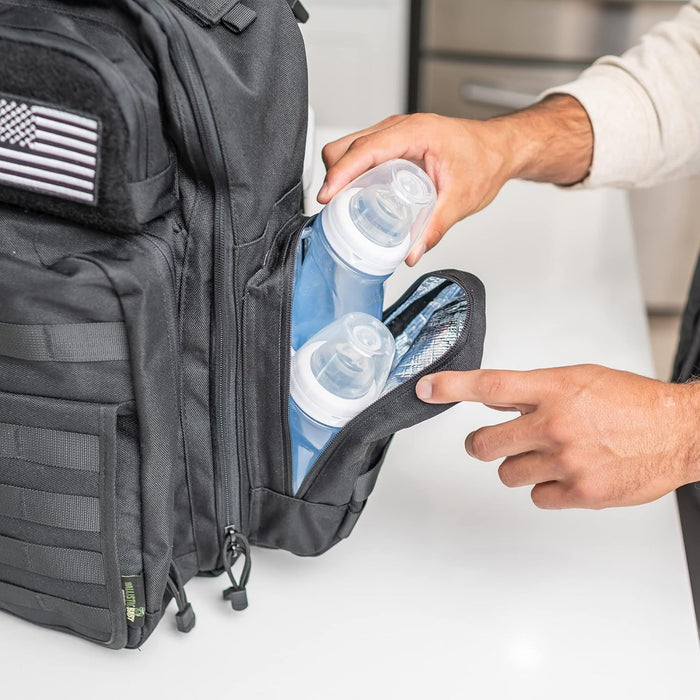 Dad Diaper Bag - Molle-Style Military Diaper Backpack Made of Rugged 900D Waterproof Polyester with Wider Extra-Long Straps, Pouch for Dirty Diapers, Baby Wipes Dispenser & Insulated Bottle Pockets