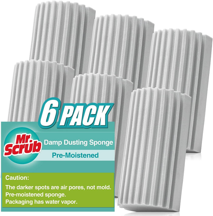 8 Pack Damp Dusting Sponge Duster, Grey Dust Cleaning Sponge, Reusable Household Cleaning Sponge Tool for Blinds, floorboards, Fan Blades, Vents, Glass, Railings, Mirrors
