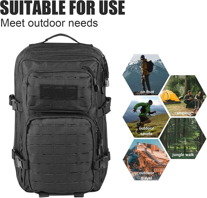 Small Tactical Backpack Assault Pack Bug Out Bag 40L Military Backpack with Molle for Hiking Hunting Rucksack Trekking (Black)