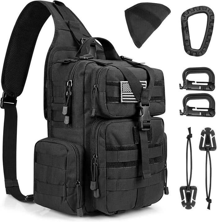 G4Free Large Tactical EDC Sling Bag Backpack, Military Molle Bag Single Strap Shoulder Backpack for Men