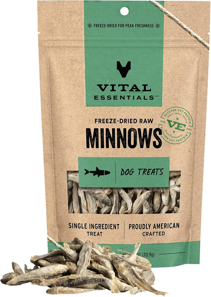 Vital Essentials Single Ingredient Minnows Dog Treats, 1 oz | Freeze-Dried Raw | Premium Quality High Protein Training Treats | Grain Free, Gluten Free, Filler Free