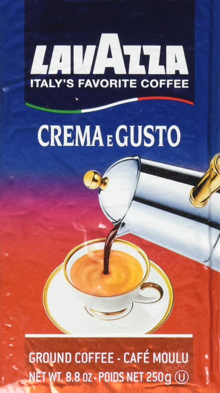 Lavazza Crema e Gusto Ground Coffee, Medium Roast, Arabica and Robusta Blend, 8.8 oz Brick (Pack of 4)