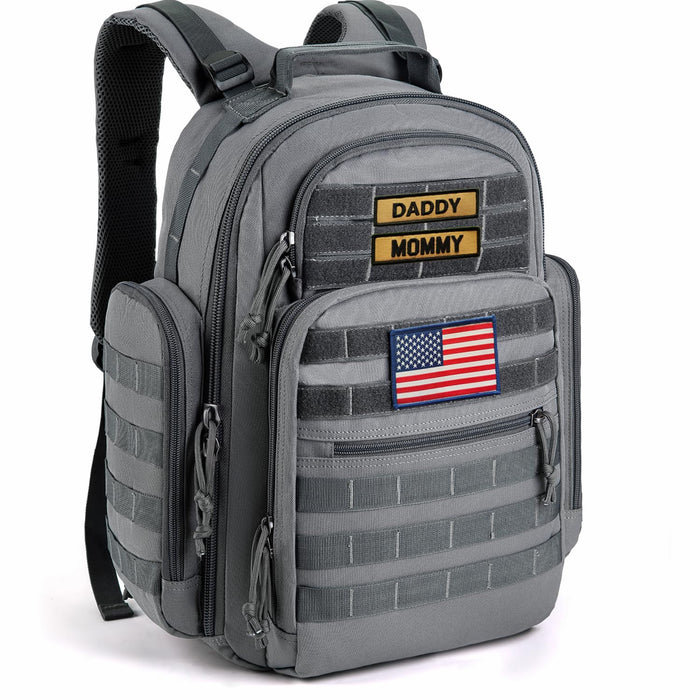 SHARKMOUTH Diaper Bag Backpack for Dad and Mom, Military Molle diaper Pack with Insulated Bottle Holders and Wipe Pocket