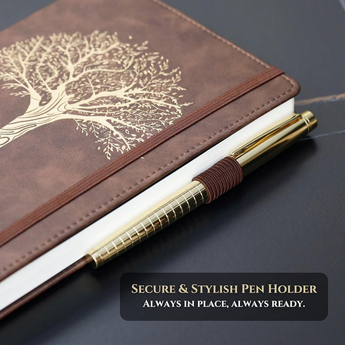 Veway Vegan Leather Journal and Pen Set, Tree of Life Notebook, A5 Lined Writing Journal with 224 Pages, Index and Gift Ready Box