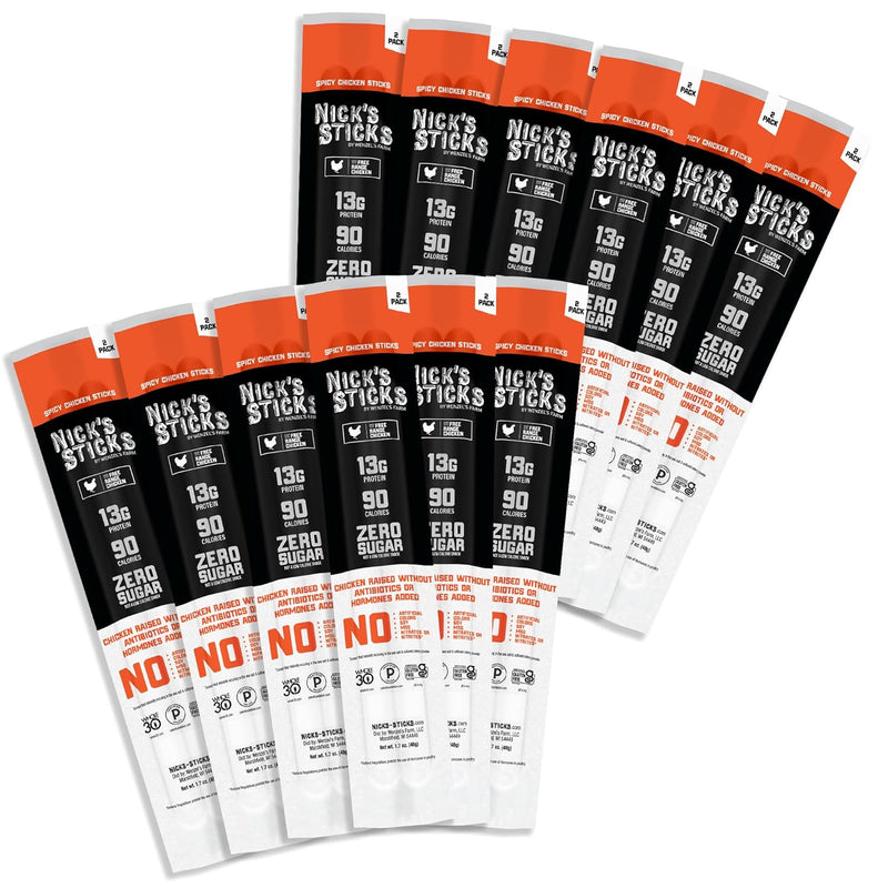 Nick's Sticks Clean & Balanced Free Range Turkey Snack Sticks | Made in the USA | Gluten Free | Paleo, Keto, Whole30 Approved | No Soy, Antibiotics or Hormones (12 – 1.7oz. Packs of 2 Sticks)