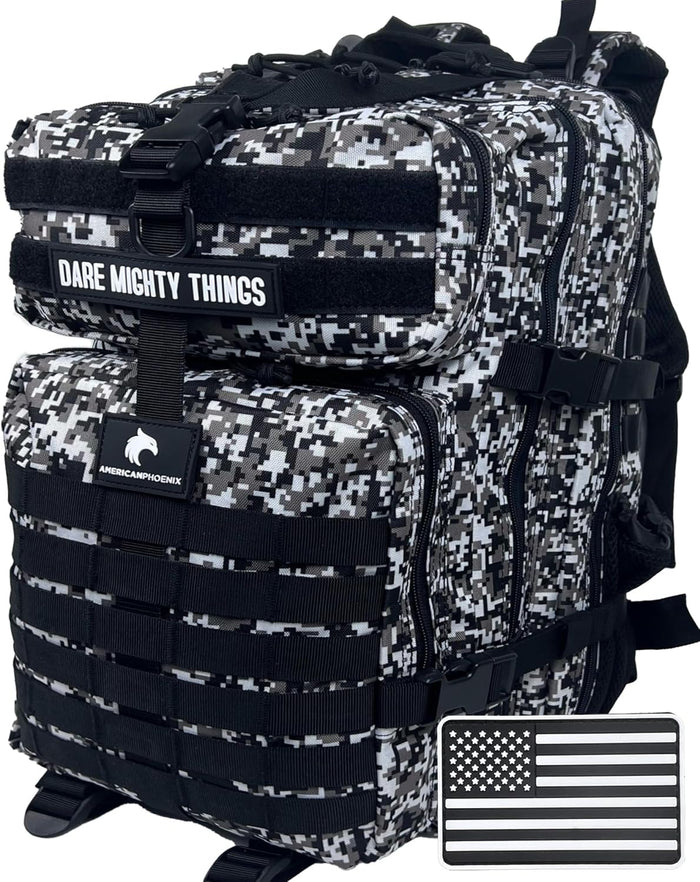 AMERICANPHOENIX 45L Elite Tactical Backpack | 3X Stronger Work & Military Backpack | Water Resistant and Heavy Duty | 3 Day MOLLE Bug Out Bag (Rose Pink)