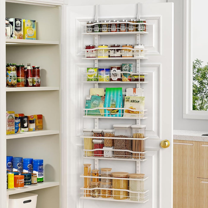 Moforoco White 9-Tier Over The Door Pantry Organizer, Pantry Organization And Storage, Metal Hanging Spice Rack Shelves Door, Home & Kitchen Essentials, Laundry Room Bathroom Organization