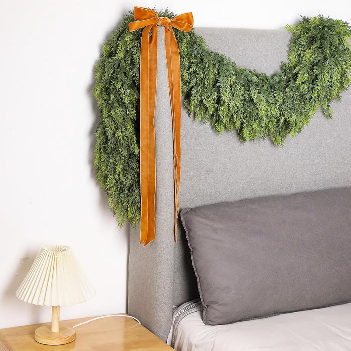 Waydress 1 Pcs 9ft Christmas Cedar Garland Artificial Realistic Soft and Thickness Green Faux Cedar Pine Garland for Home Fireplace Indoor Outdoor Holiday Party Decoration