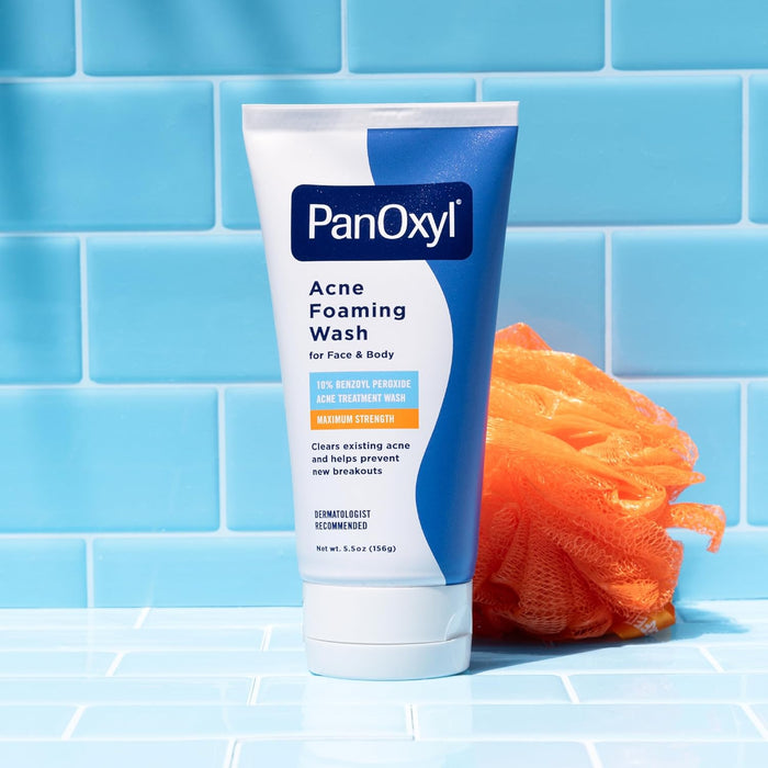 PanOxyl Acne Foaming Wash Benzoyl Peroxide 10% Maximum Strength Antimicrobial, 5.5 Ounce (Pack of 1)
