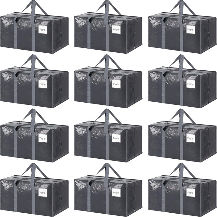 6 Pack Extra Heavy Duty Large Moving Bags with Strong Zipper & Comfortable Handles, Sturdy & Durable Clothes Storage Bags Totes Bins, Blue Packing Moving Boxes for College Supplies, Dark Blue