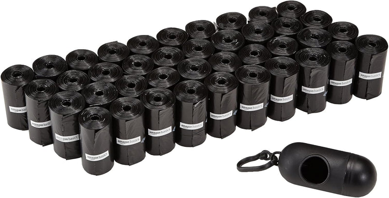 Amazon Basics Dog Poop Bags with Dispenser, 300 Count, Enhanced for Guaranteed Leakproof, Unscented, Includes Leash Clip