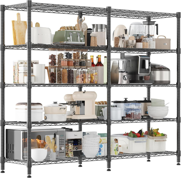 Homdox 5 Tier Storage Shelves, Heavy Duty Wire Shelving Unit, Adjustable Metal Shelves for Storage, Garage Rack Pantry Shelves Kitchen Shelving, 14"x60"x72", Silver Gray