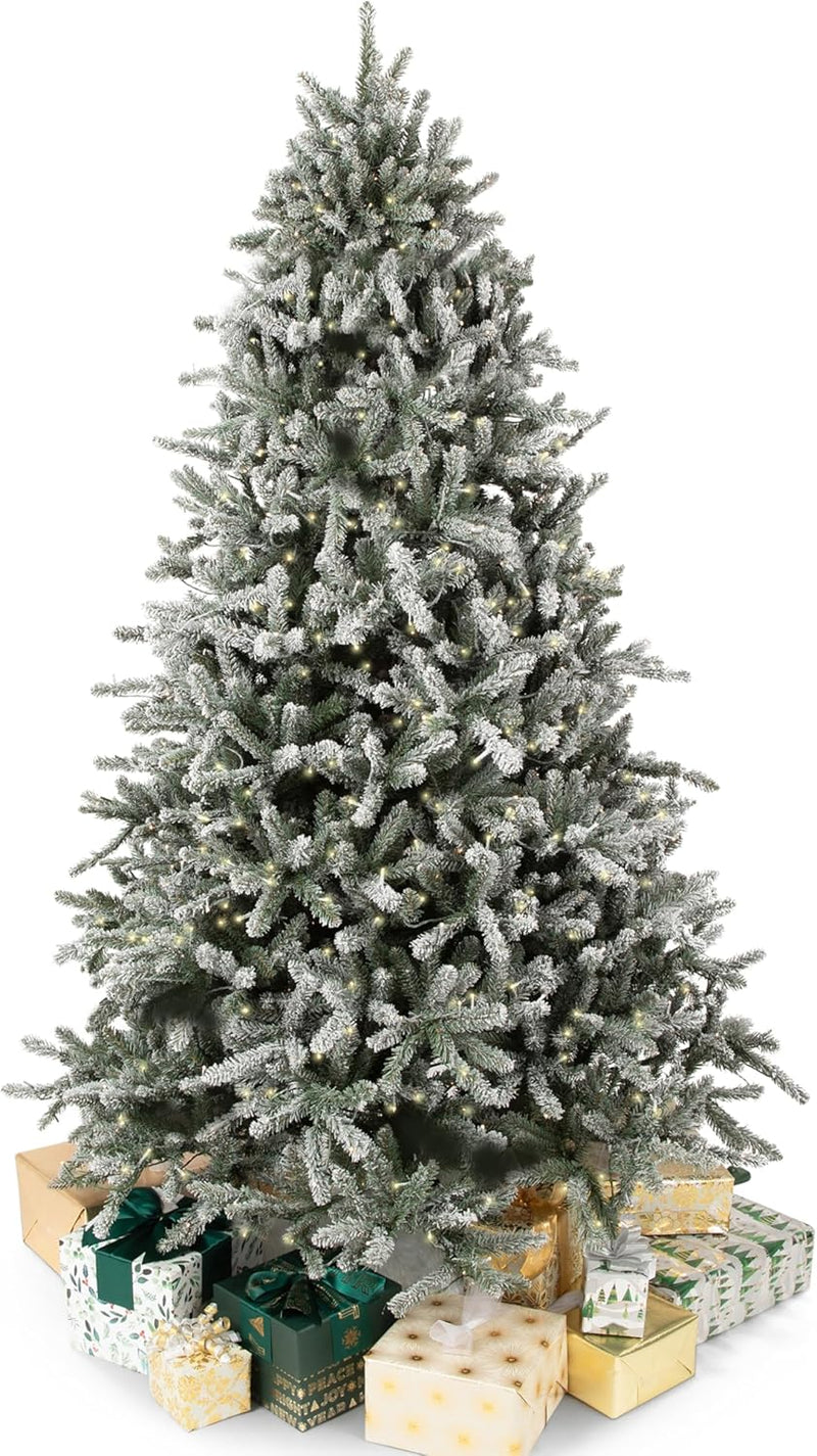 Papyrus 7 ft Pre-Lit Artificial Christmas Tree, Blue Spruce, Warm White Lights, Includes Stand and Storage Bag