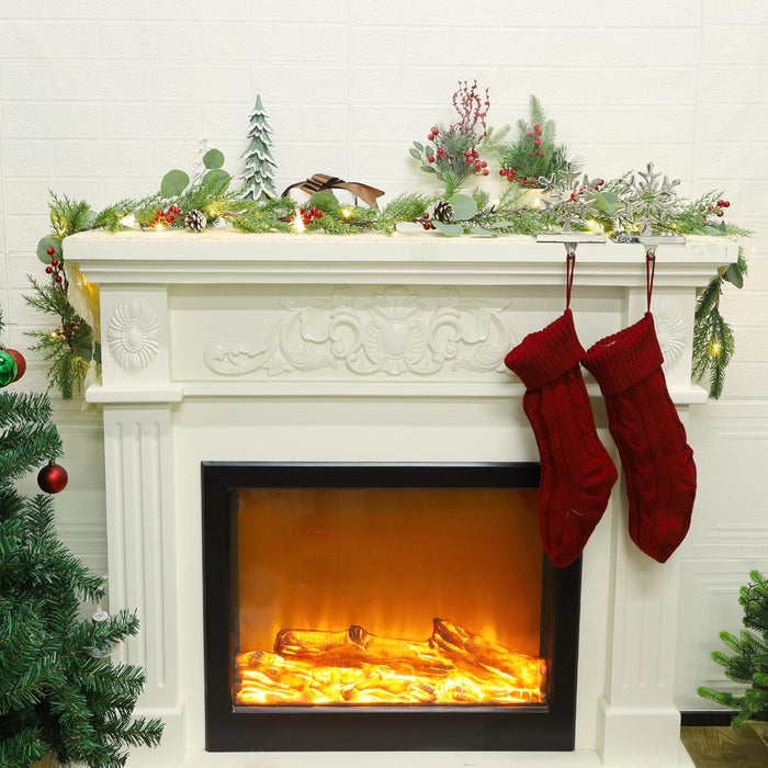 DR.DUDU Christmas Garland Decorations, 6FT Garlands with Lights Timer Indoor Decoration Pre-Lit Green Garland with Pine Cones Red Berry for Mantle Outdoor Fireplace Stairs Holiday Winter Décor
