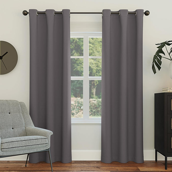 Sun Zero Easton Energy Saving Blackout Grommet Curtain Panel, 40" x 84", Gray